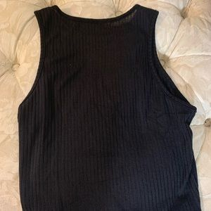 Black Ribbed Tank Top (Crop)